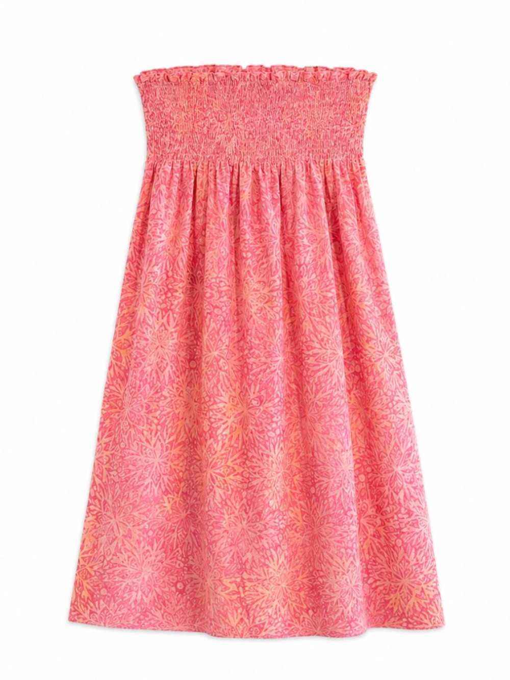 4/$20➡️ Strapless Pink Orange Cotton Floral Smocked Sundress – Small Like New